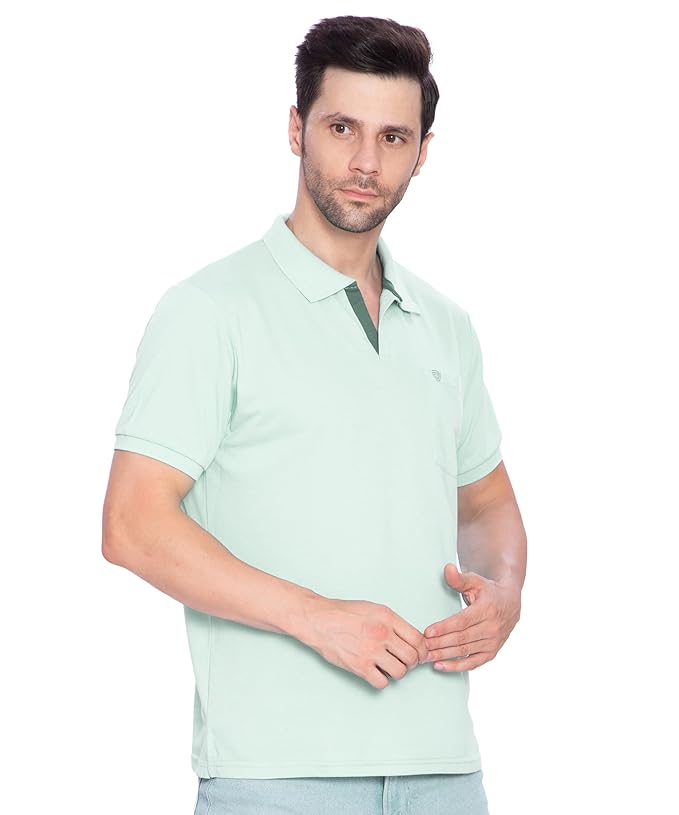 Lux Cozi Mens Regular Fit Polo Neck Half Sleeve Solid T-Shirt with Pocket | Pack of 1