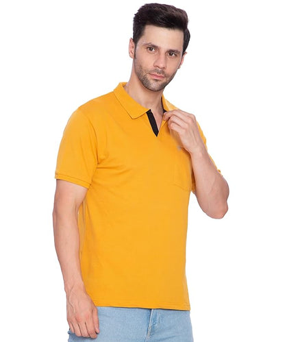 Lux Cozi Mens Regular Fit Polo Neck Half Sleeve Solid T-Shirt with Pocket | Pack of 1