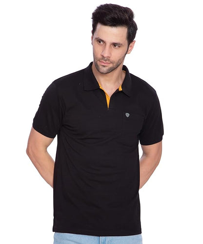 Lux Cozi Mens Regular Fit Polo Neck Half Sleeve Solid T-Shirt with Pocket | Pack of 1