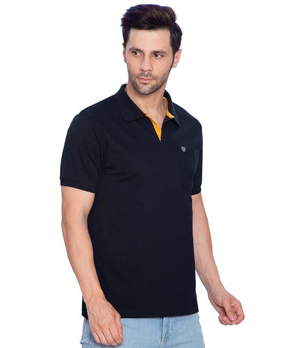 Lux Cozi Mens Regular Fit Polo Neck Half Sleeve Solid T-Shirt with Pocket | Pack of 1