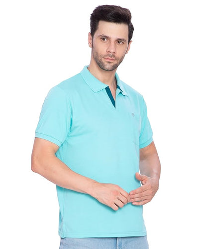 Lux Cozi Mens Regular Fit Polo Neck Half Sleeve Solid T-Shirt with Pocket | Pack of 1