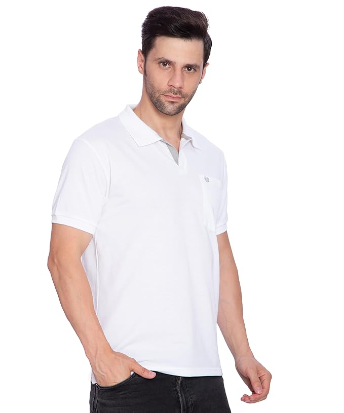 Lux Cozi Mens Regular Fit Polo Neck Half Sleeve Solid T-Shirt with Pocket | Pack of 1