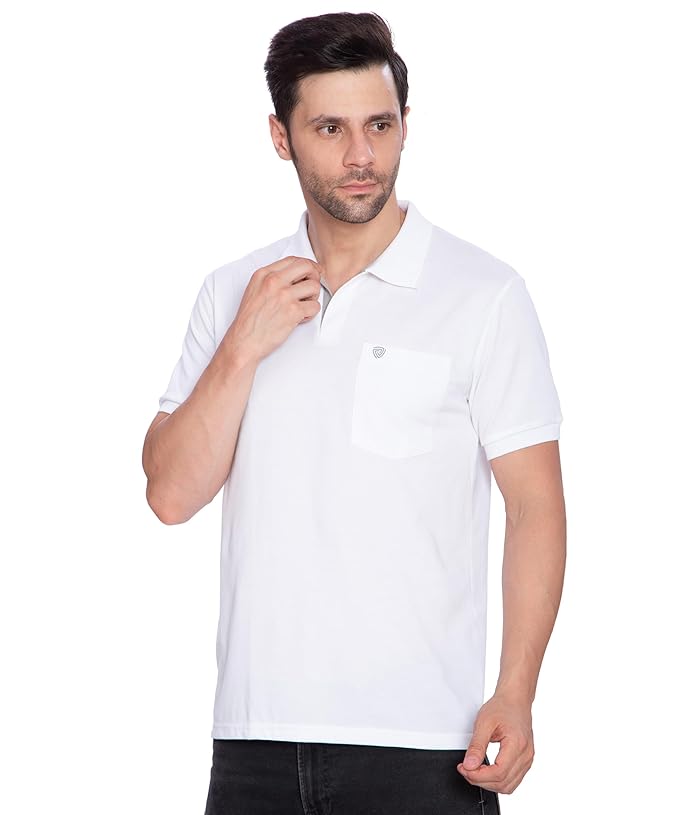 Lux Cozi Mens Regular Fit Polo Neck Half Sleeve Solid T-Shirt with Pocket | Pack of 1