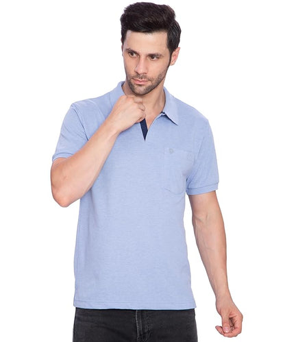 Lux Cozi Mens Regular Fit Polo Neck Half Sleeve Solid T-Shirt with Pocket | Pack of 1