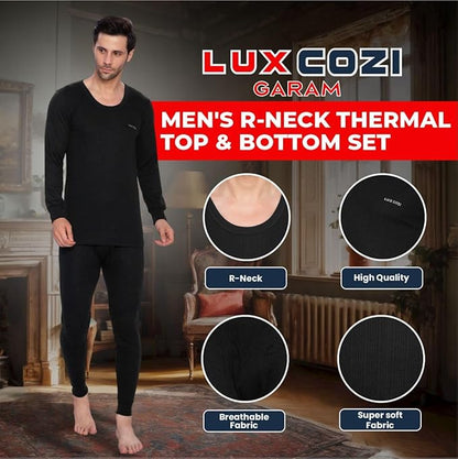 Lux Cozi Men's Round Neck Full Sleeve Garam Thermal Top & Bottom Set