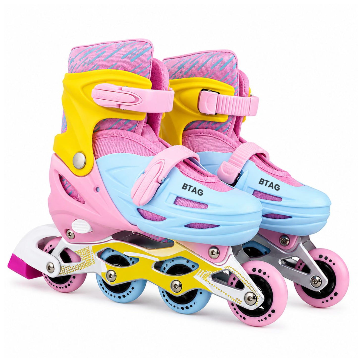 Btag Kids Inline Skates with 4 Wheels | Adjustable Roller Skate Shoes for Boys & Girls | Comfortable & Durable Skating Shoes | 1 Pair