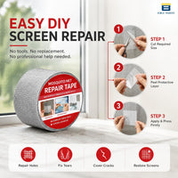Btag Mosquito Net Patch Roll – Waterproof Fiberglass Mesh Patch with Strong Adhesive | Easy Screen Repair for Windows & Doors | Fix Holes & Tears Fast. Pack of 1