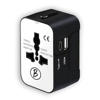BTfash Universal Travel Adapter All in One Worldwide, Travel Adapter and Wall Charger with USB Ports with Multi Type Power Outlet (2U - USB 1A,100-240) Voltage