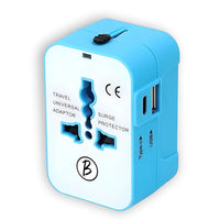 BTfash Universal Travel Adapter All in One Worldwide, Travel Adapter and Wall Charger with USB Ports with Multi Type Power Outlet (2U - USB 1A,100-240) Voltage