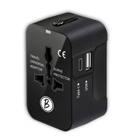 BTfash Universal Travel Adapter All in One Worldwide, Travel Adapter and Wall Charger with USB Ports with Multi Type Power Outlet (2U - USB 1A,100-240) Voltage