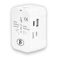 BTfash Universal Travel Adapter All in One Worldwide, Travel Adapter and Wall Charger with USB Ports with Multi Type Power Outlet (2U - USB 1A,100-240) Voltage