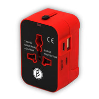 BTfash Universal Travel Adapter All in One Worldwide, Travel Adapter and Wall Charger with USB Ports with Multi Type Power Outlet (2U - USB 1A,100-240) Voltage