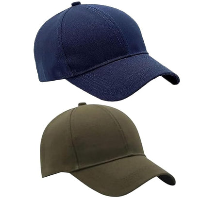 BTfash Classic Plain Adjustable Baseball Cap for Men and Women, Unisex Cap for All Seasons (Pack of 2)