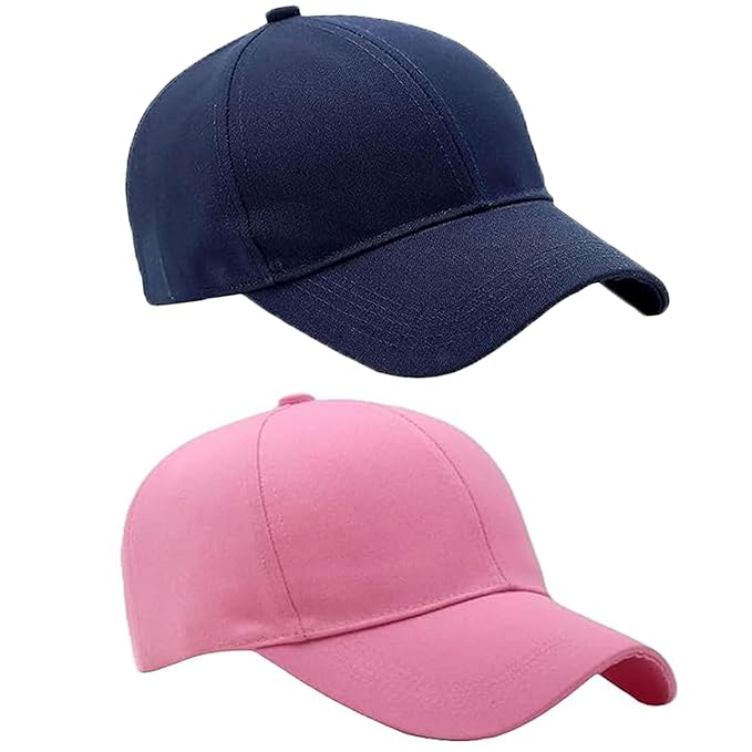 BTfash Classic Plain Adjustable Baseball Cap for Men and Women, Unisex Cap for All Seasons (Pack of 2)