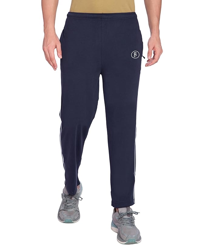 Btag Mens Regular Fit Comfortable Cotton Track Pants with Both Side Zipper Pocket