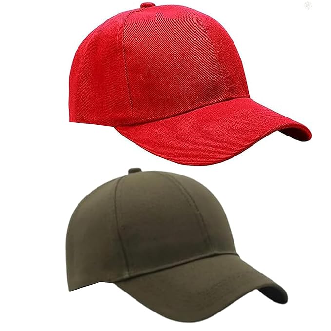 BTfash Classic Plain Adjustable Baseball Cap for Men and Women, Unisex Cap for All Seasons (Pack of 2)