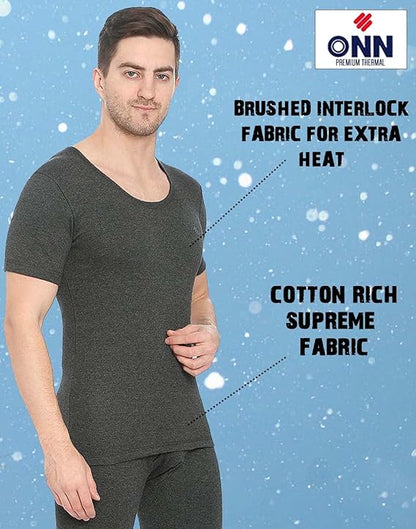 ONN Men's Round Neck Half Sleeves Premium Thermal Top