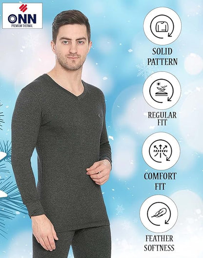 ONN Men's V-Neck Full Sleeves Premium Thermal Top