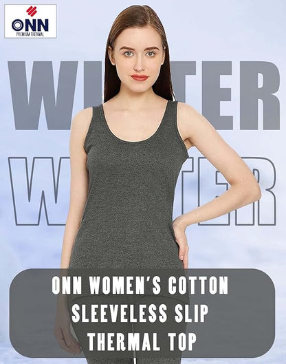 ONN Women's Cotton Sleeveless Slip Thermal Top