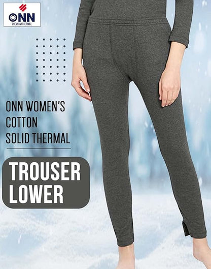 ONN Women's Cotton Solid Thermal Trouser/Lower