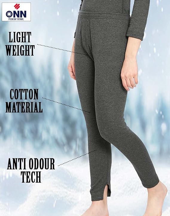 ONN Women's Cotton Solid Thermal Trouser/Lower