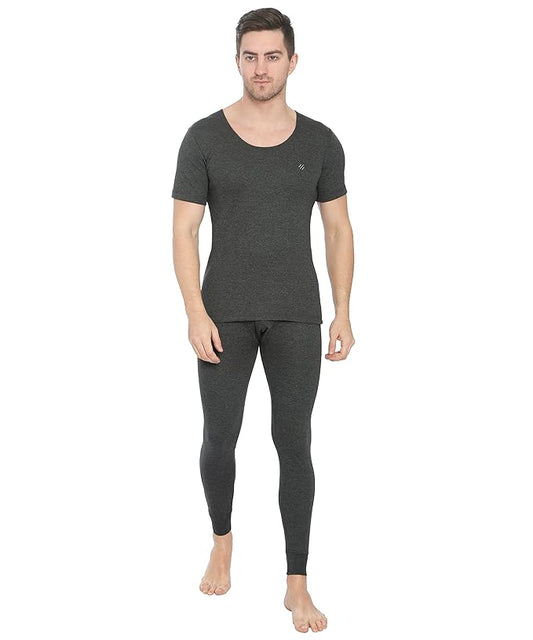 ONN Men's Half Sleeve Round Neck Premium Solid Cotton Thermal Set