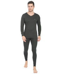 ONN Men's Full Sleeve V-Neck Premium Solid Cotton Thermal Set