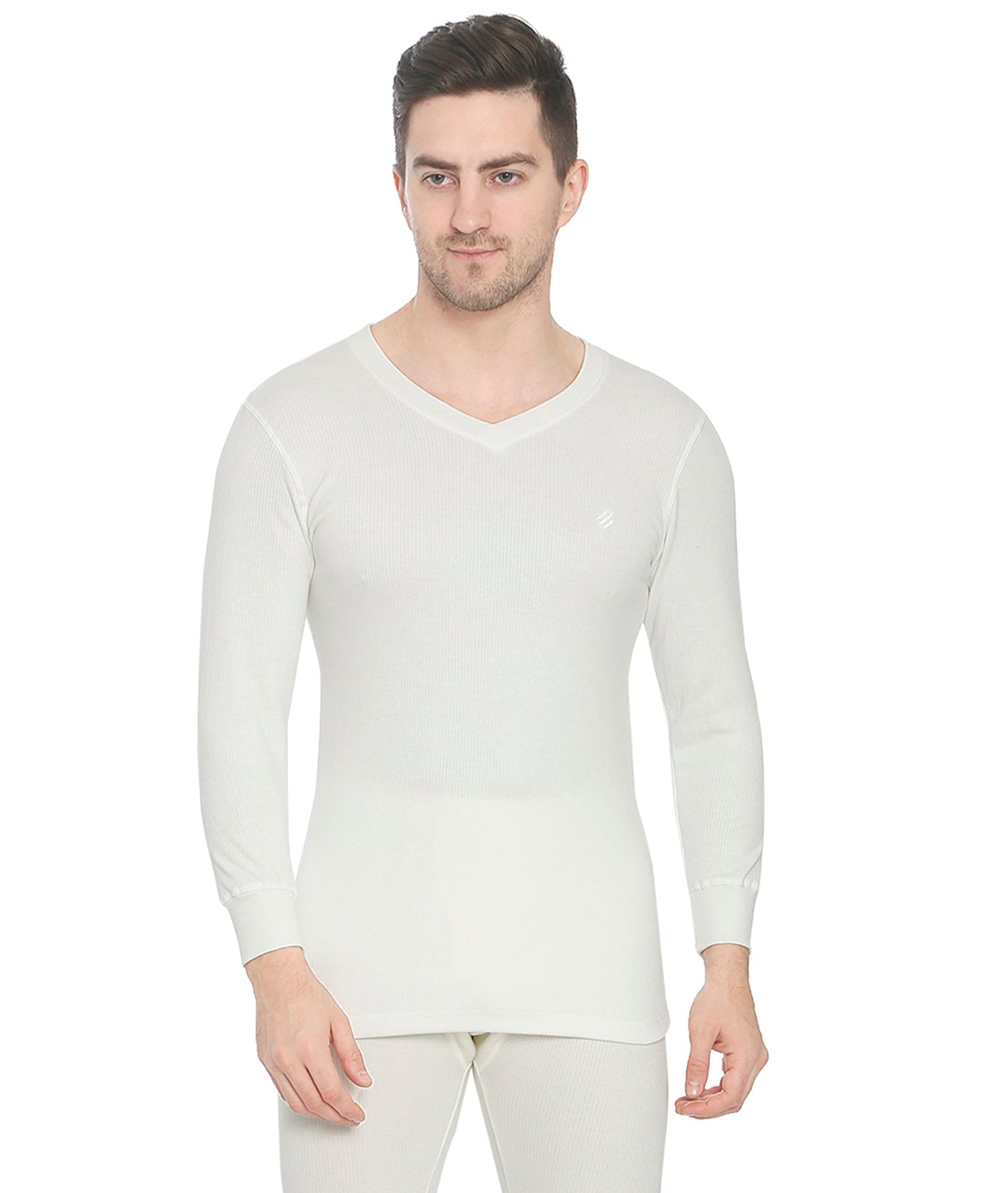 ONN Men's Full Sleeve V-Neck Premium Solid Cotton Thermal Set