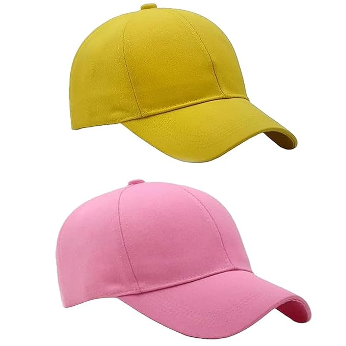 BTfash Classic Plain Adjustable Baseball Cap for Men and Women, Unisex Cap for All Seasons (Pack of 2)