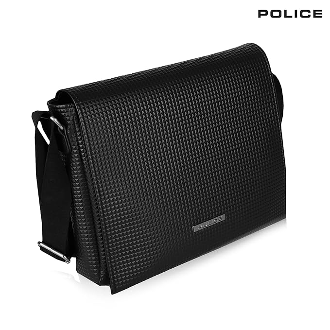 Police Pyramid Messenger Bag- Black