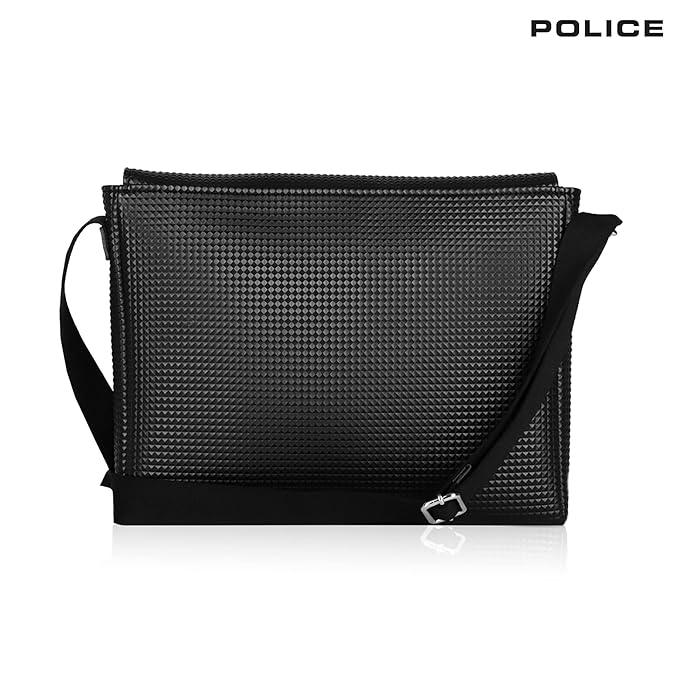 Police Pyramid Messenger Bag- Black