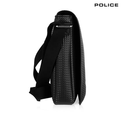 Police Pyramid Messenger Bag- Black