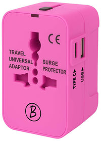 Btag Universal Travel Adapter All-in-One Worldwide Plug Adapter, International with Dual USB Ports , Multi-Country Power Outlet, Compact Adapter
