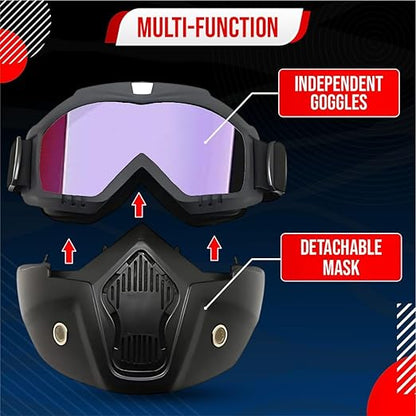 Btag Goggle Mask Anti Scratch UV Protective Open Face & Eyewear Windproof Unisex