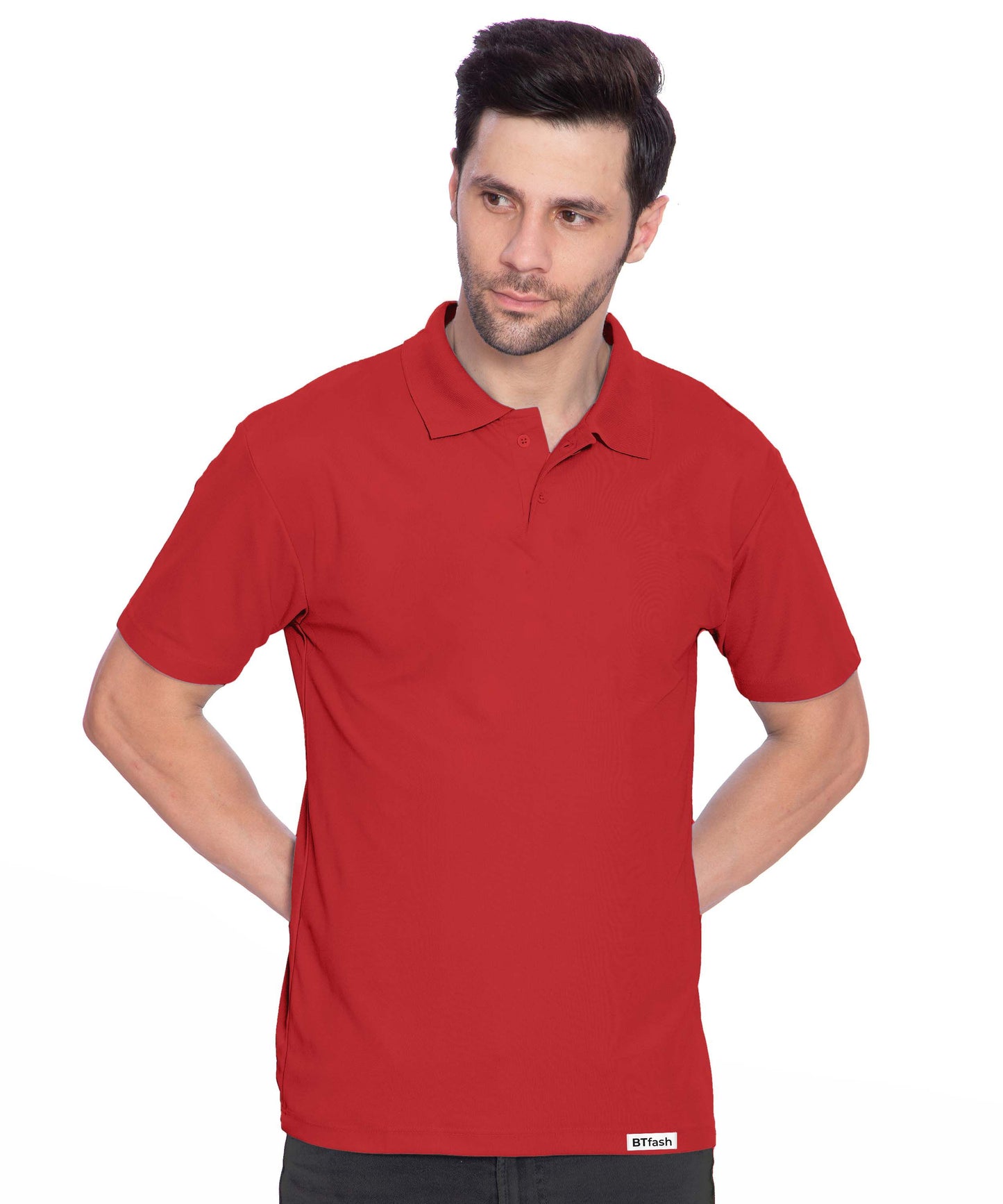 BTfash Men's Dri-Fit Polo Neck Half Sleeve Solid Basic T-Shirt | Pack of 1