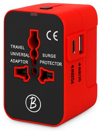Btag Universal Travel Adapter All-in-One Worldwide Plug Adapter, International with Dual USB Ports , Multi-Country Power Outlet, Compact Adapter