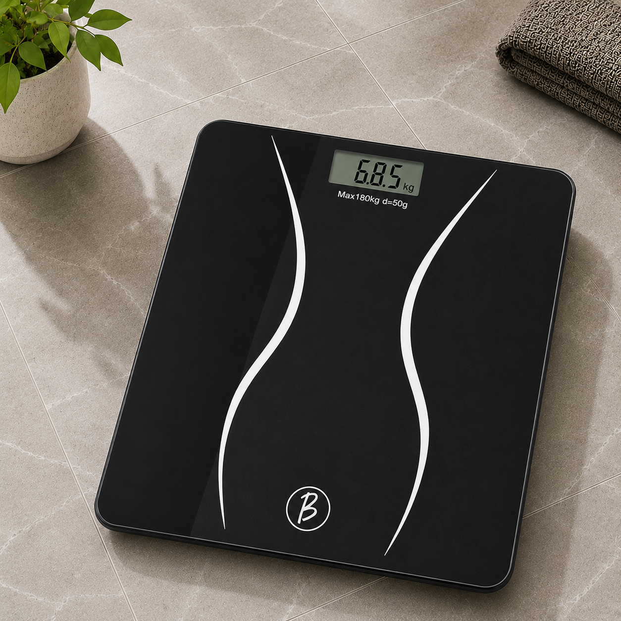 Bimla Traders Premium Digital Body Weight Scale | 26×26 cm Wide Platform | Clear LCD Display | Anti-Skid Base | 180 kg Capacity Cross Design