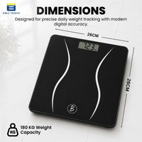 Bimla Traders Premium Digital Body Weight Scale | 26×26 cm Wide Platform | Clear LCD Display | Anti-Skid Base | 180 kg Capacity Cross Design