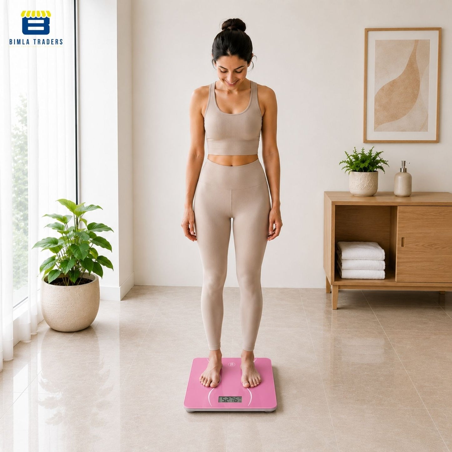 Bimla Traders Premium Digital Body Weight Scale | 26×26 cm Wide Platform | Clear LCD Display | Anti-Skid Base | 180 kg Capacity Cross Design