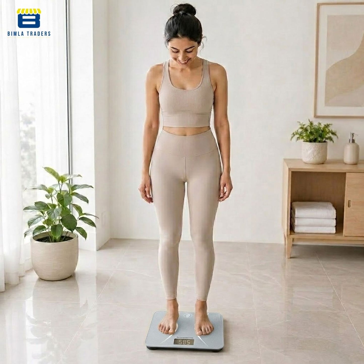 Bimla Traders Premium Digital Body Weight Scale | 26×26 cm Wide Platform | Clear LCD Display | Anti-Skid Base | 180 kg Capacity Cross Design