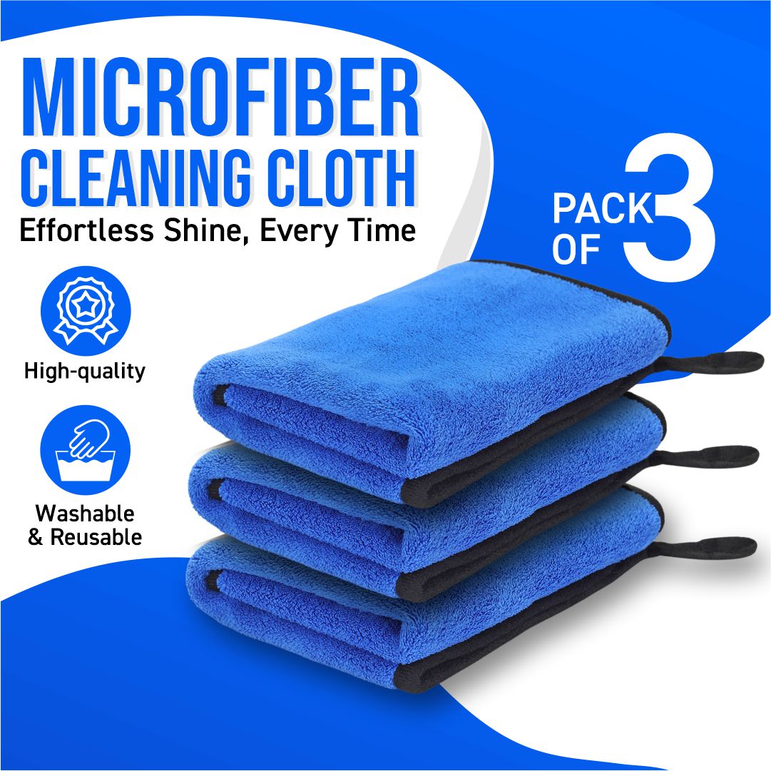 Microfiber Cleaning Cloth| Highly Absorbent,Lint and Streak Free, Multi-Purpose Wash Cloth for Kitchen,Car,Window,Stainless Steel,Silverwear(Pack of 3)