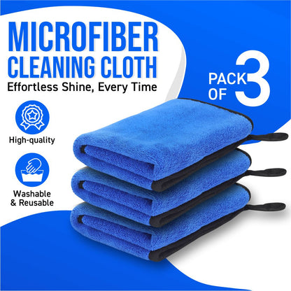 Microfiber Cleaning Cloth| Highly Absorbent,Lint and Streak Free, Multi-Purpose Wash Cloth for Kitchen,Car,Window,Stainless Steel,Silverwear(Pack of 3)