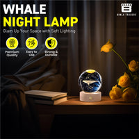 CRAE 3D Whale Crystal Night Lamp, Glass Ball Table Lamp with Wooden Base, Perfect for bedrooms, Nurseries and Cozy Corners (Whale)