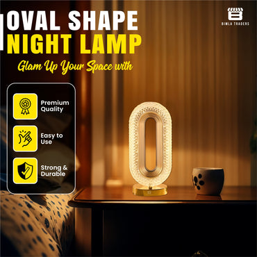 CRAE Oval Crystal Desk Lamp-Touch Control Night Light with Stand, Bedside Lamp, Home Furnishing Decoration, Perfect for Gifts (Oval)