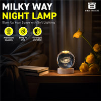 CRAE 3D Milky Way Ball Night Light with Wooden Base for Home Decor, Living Room, Bedrooms Ornament