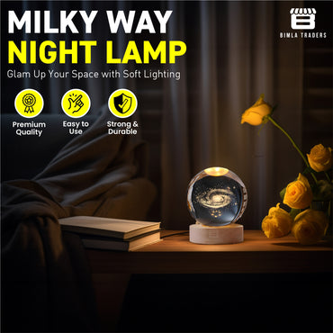 CRAE 3D Milky Way Ball Night Light with Wooden Base for Home Decor, Living Room, Bedrooms Ornament
