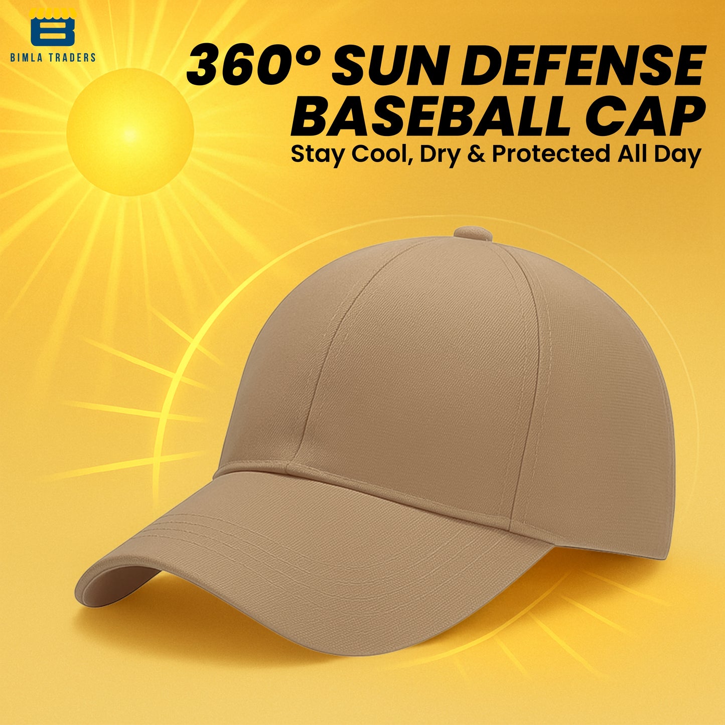 Bimla Traders Unisex Adjustable Plain Baseball Caps – Beige & Olive Green (Pack of 2)