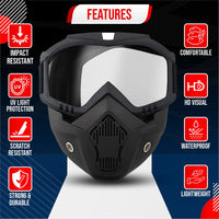 BTfash Goggle Mask Anti Scratch UV Protective Open Face & Eyewear Windproof Unisex