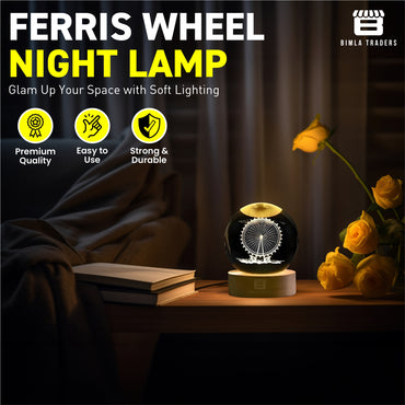CRAE 3D Ferris Wheel Night Lamp, Creative Engraved Crystal Ball Night Light for Home Decoration Best Gift for Any Occasion (Ferris Wheel)