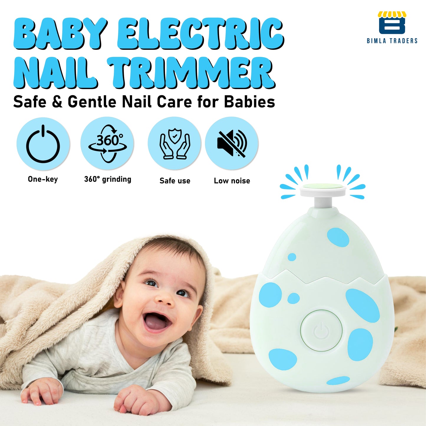 BTfash Baby Nail Trimmer with Grinding Heads, Electric Nail File for Newborns, Infants & Toddlers, Gentle & Safe Nail Care Kit, Quiet Operation, Baby Manicure Set.